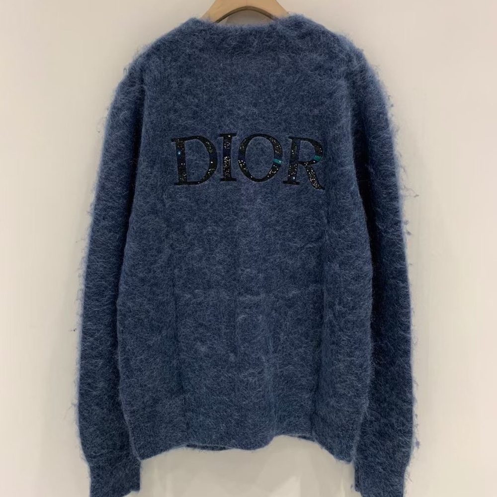 Dior Blue Fuzzy Sweater Cardigan
